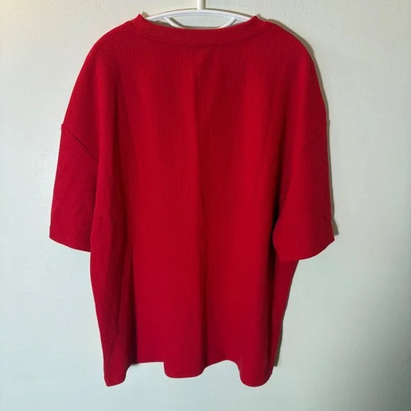 Comfrt Waffle Knit Lounge Set Size Large Red Matching Top Shorts 2 Piece NWOT - Picture 9 of 15